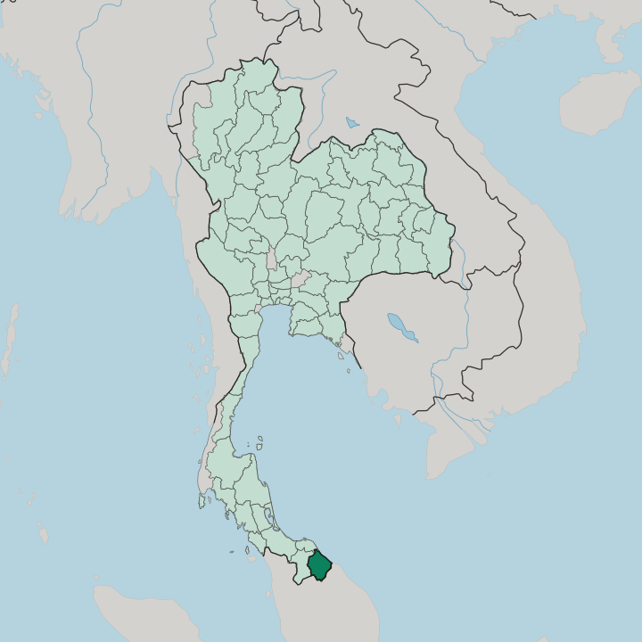 Map showing Changwat Narathiwat — In Thailand