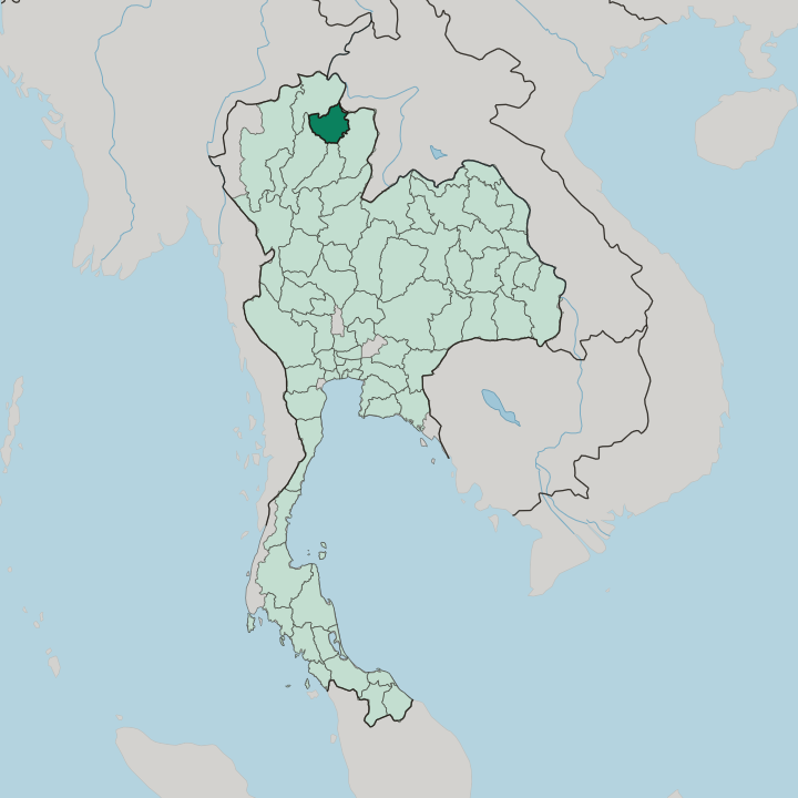Map showing Changwat Phayao — In Thailand
