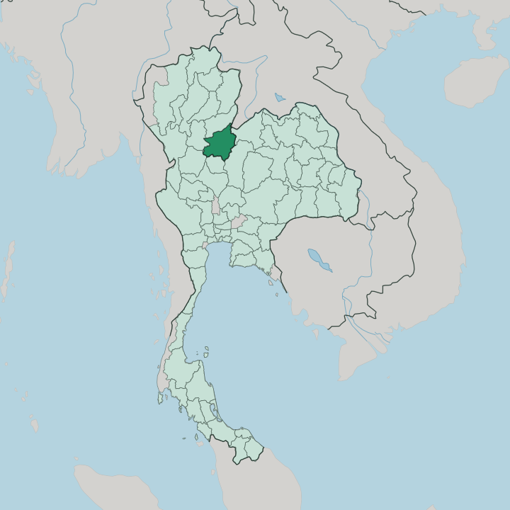 Map showing Changwat Phitsanulok — In Thailand
