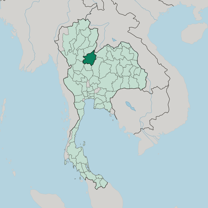 Map showing Changwat Phitsanulok — In Thailand