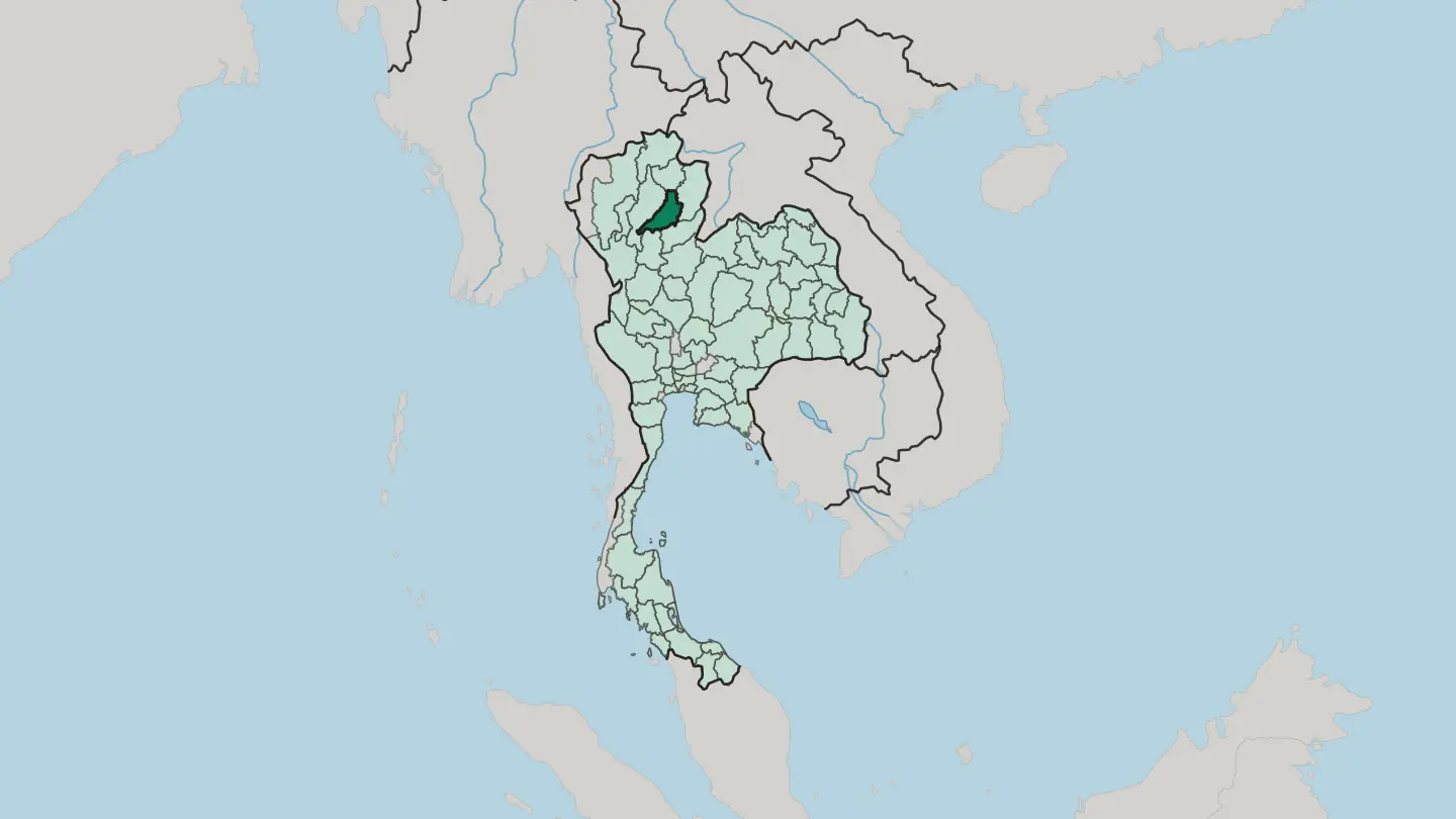 Map of Changwat Phrae in Thailand