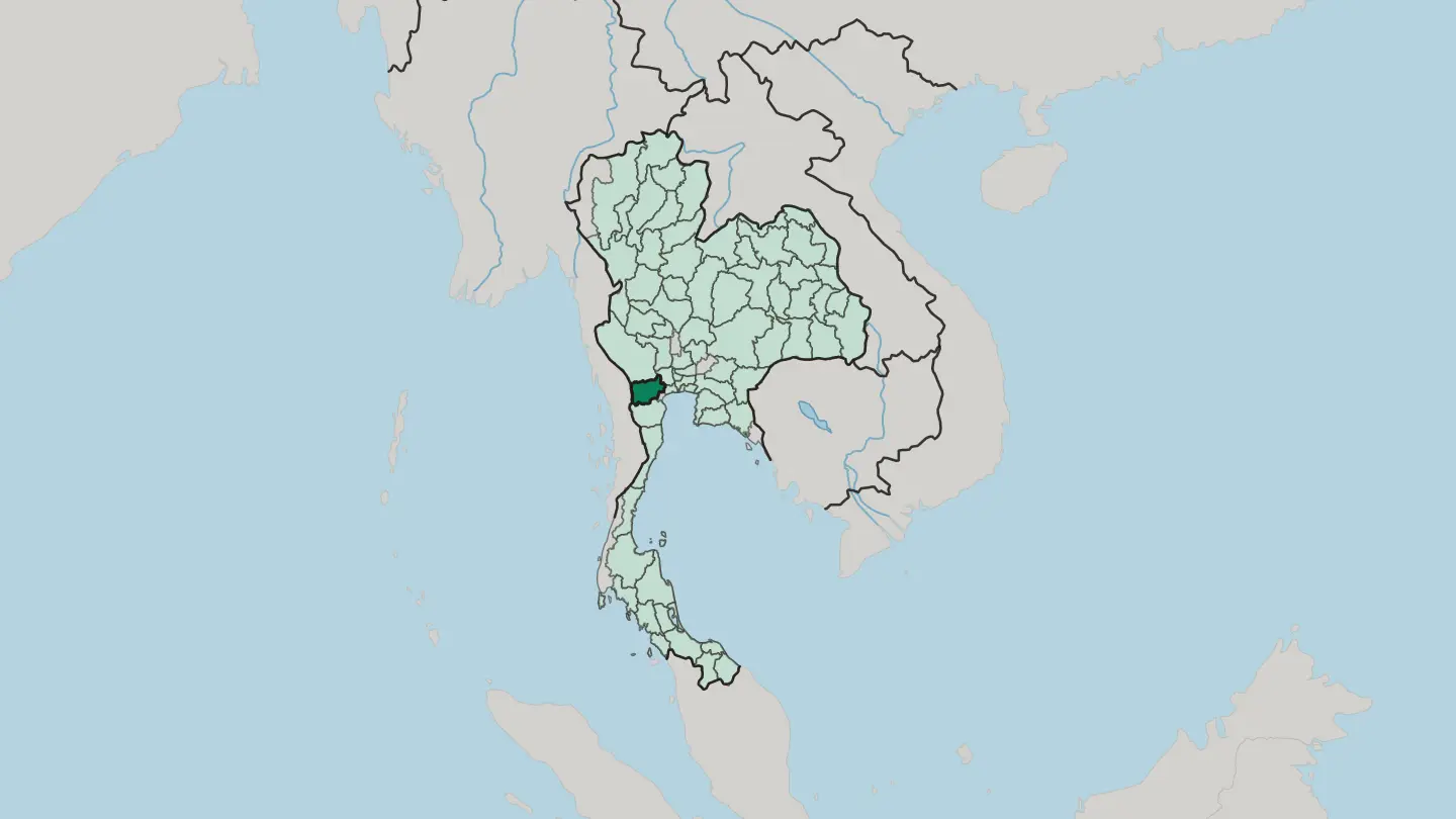 Map of Changwat Ratchaburi in Thailand