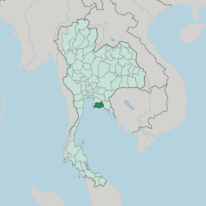 Map showing Changwat Rayong — In Thailand