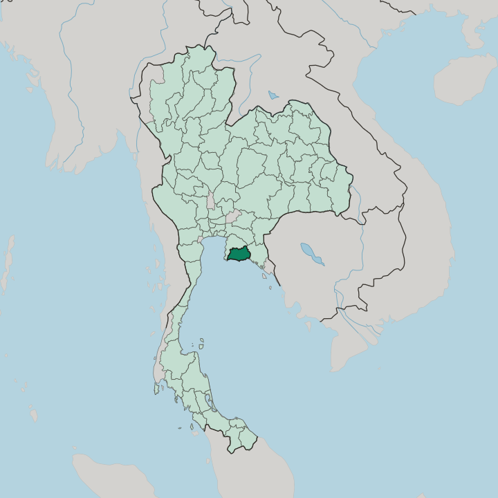 Map showing Changwat Rayong — In Thailand