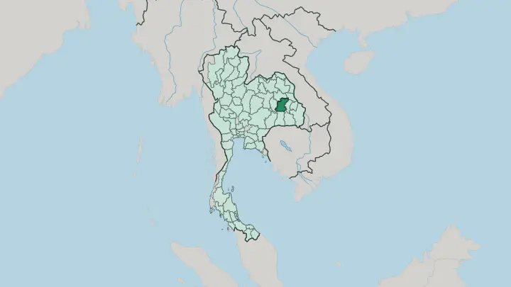Map of Changwat Roi Et in Thailand