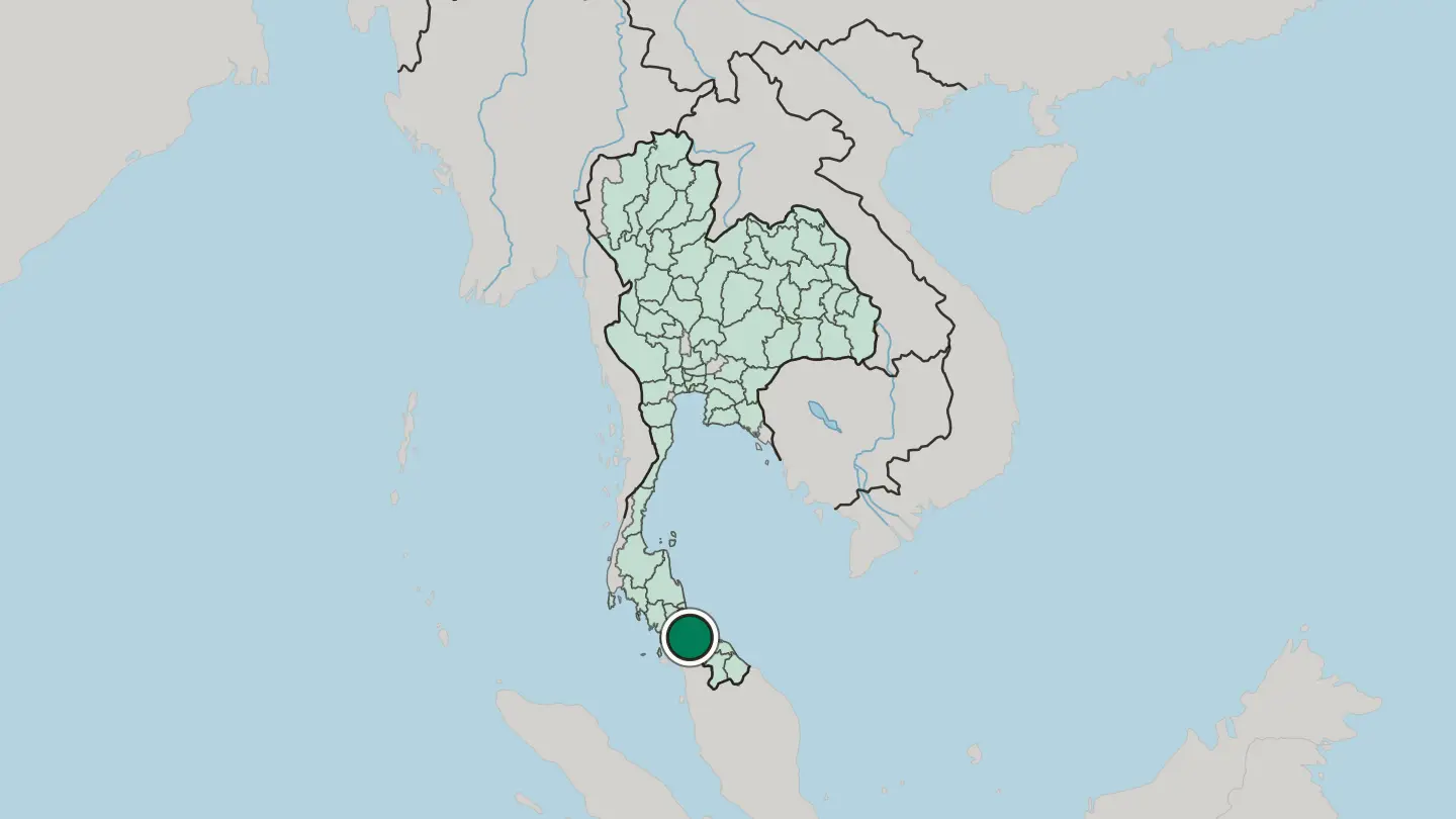 Map of Hat Yai in Thailand