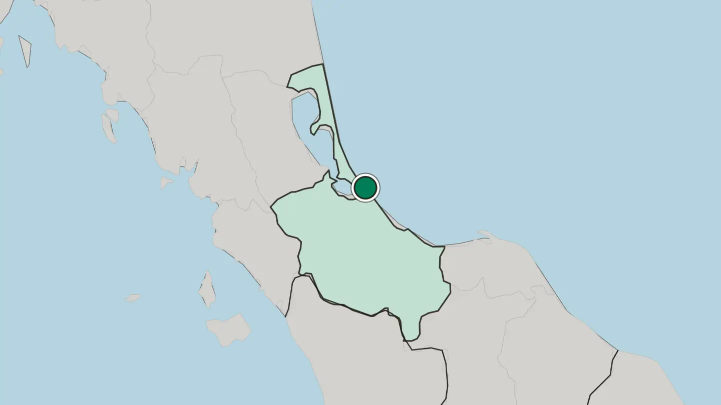 Map of Songkhla in Thailand