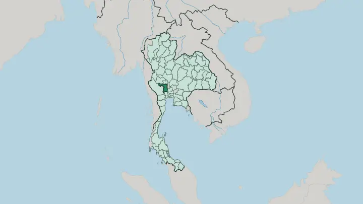 Map of Changwat Suphan Buri in Thailand