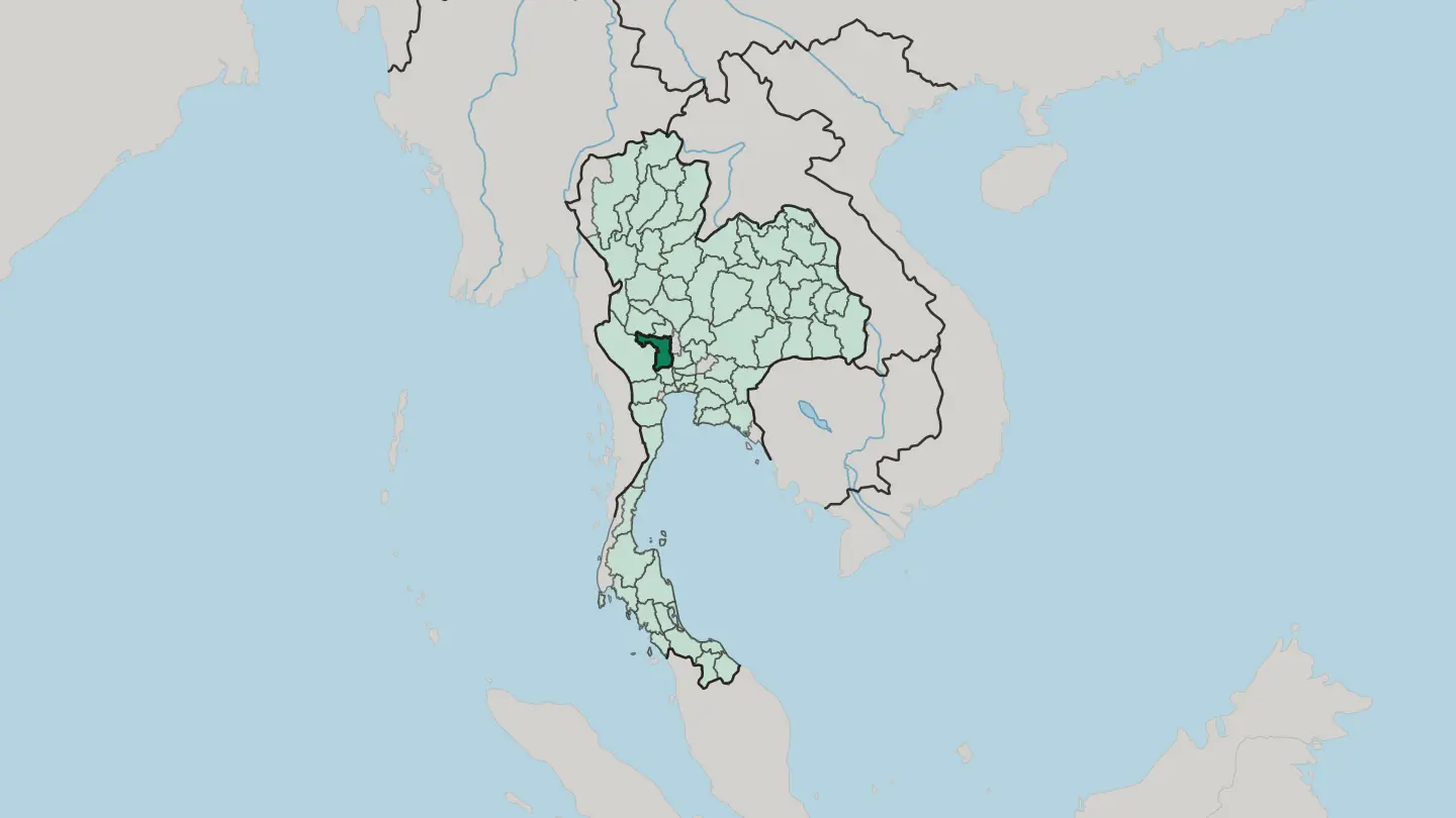 Map of Changwat Suphan Buri in Thailand