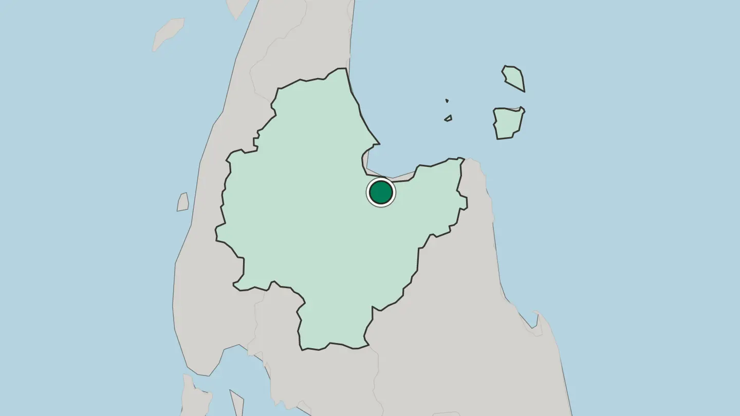 Map of Surat Thani in Thailand