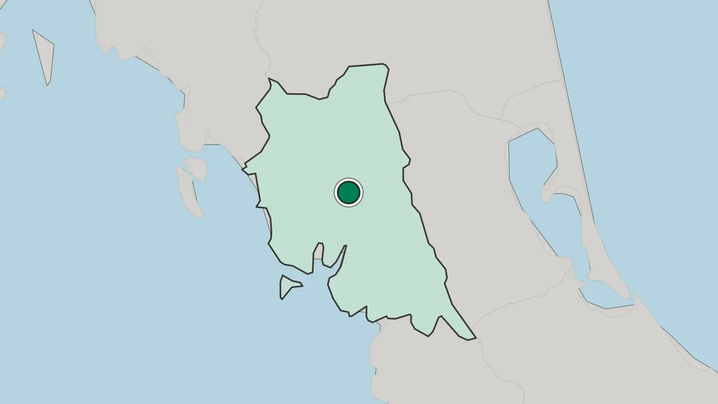 Map of Trang in Thailand