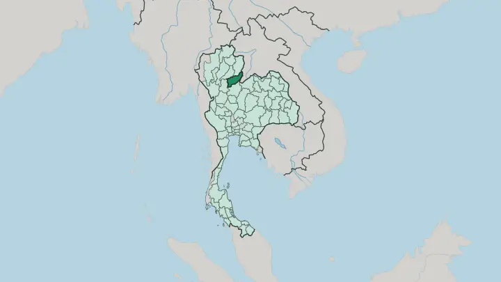 Map of Changwat Uttaradit in Thailand