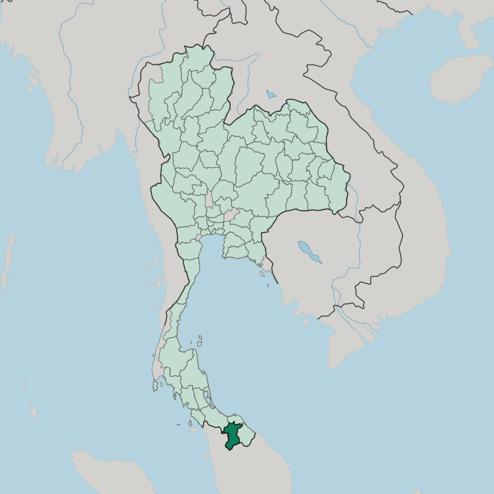 Map showing Changwat Yala — In Thailand