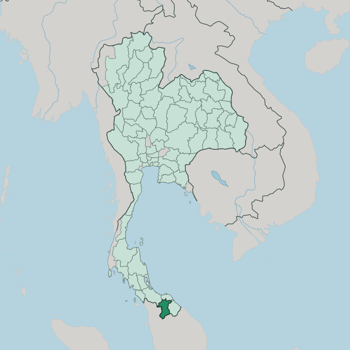 Map showing Changwat Yala — In Thailand
