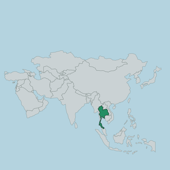 Map showing Thailand — In Asia