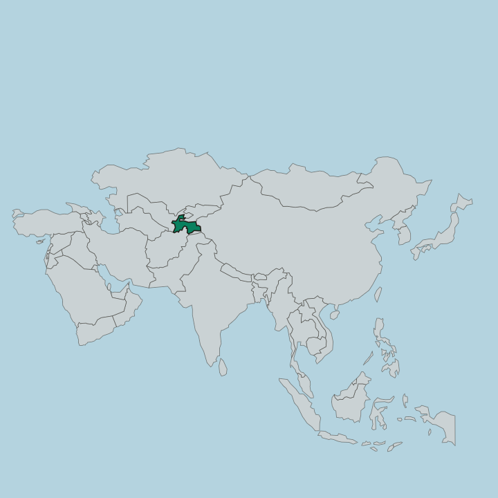 Map showing Tajikistan — In Asia