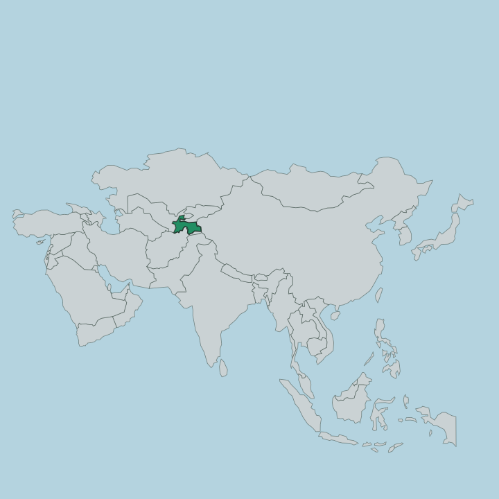 Map showing Tajikistan — In Asia