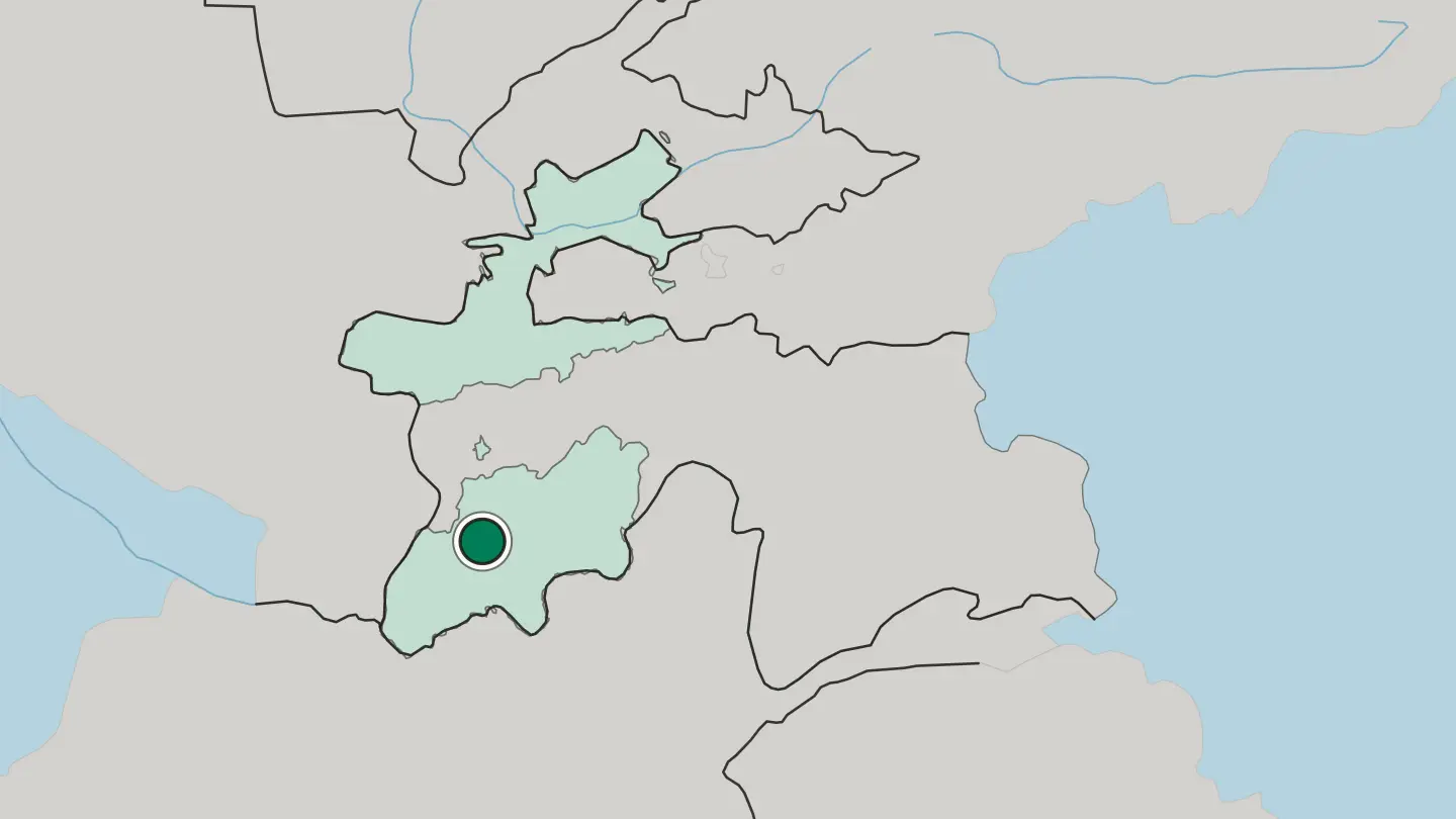 Map of Bokhtar in Tajikistan