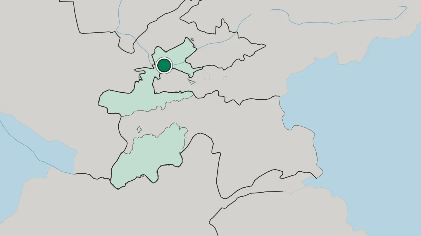 Map of Khujand in Tajikistan