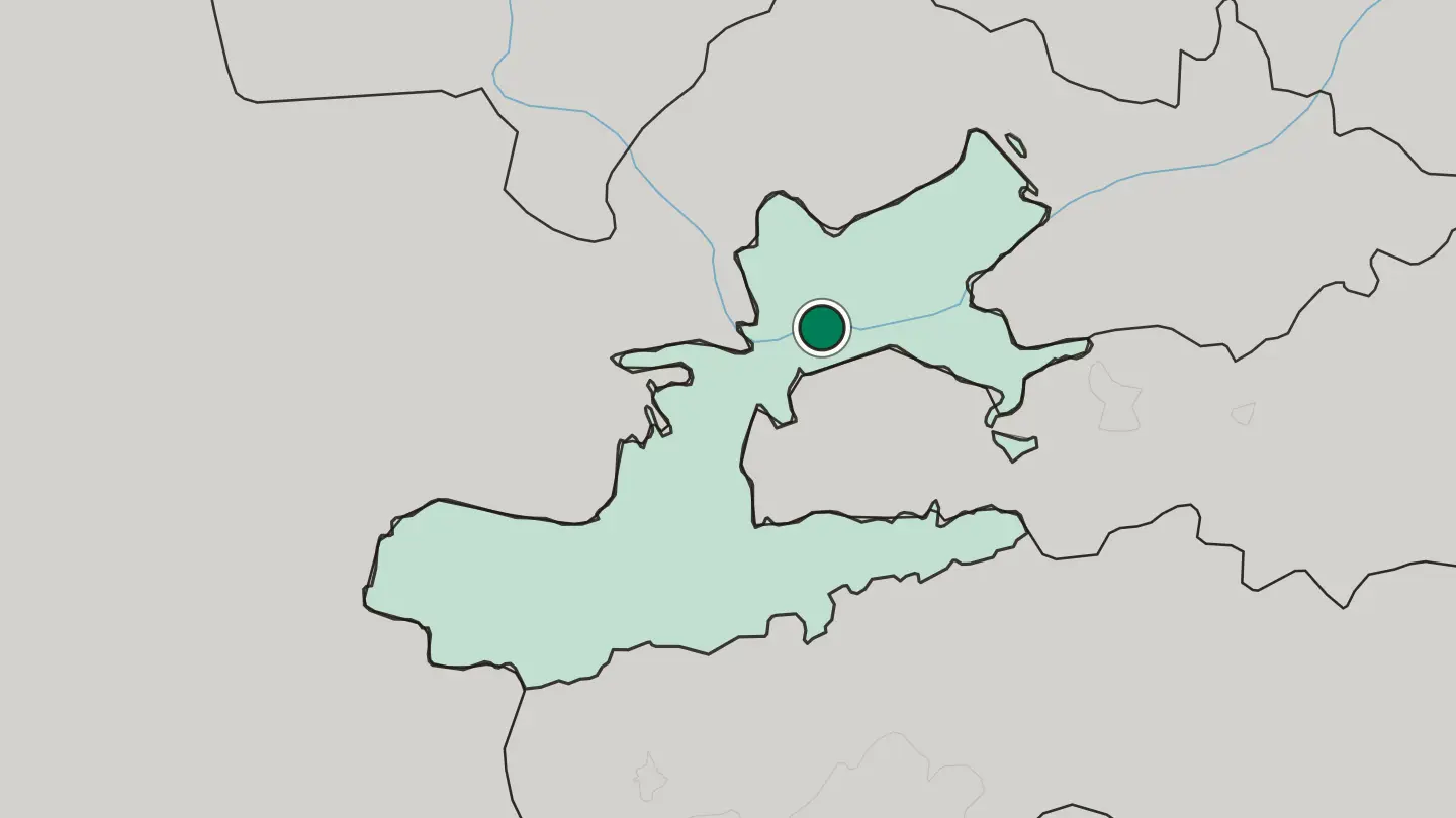 Map of Khujand in Tajikistan