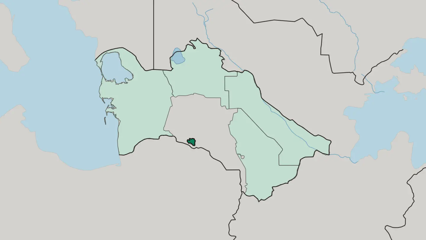 Map of Ashgabat in Turkmenistan
