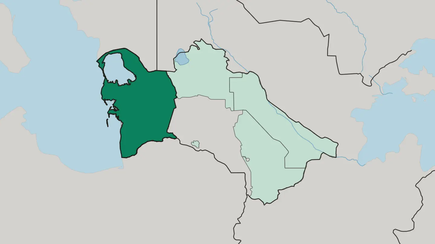 Map of Balkan in Turkmenistan