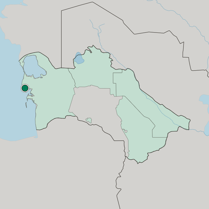 Map showing Türkmenbaşy — In Turkmenistan