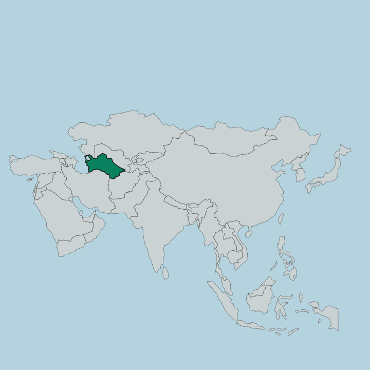 Map showing Turkmenistan — In Asia