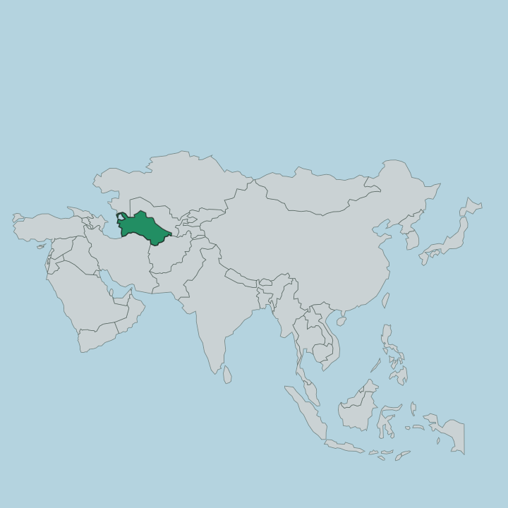 Map showing Turkmenistan — In Asia