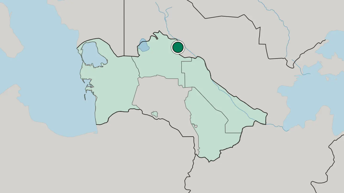 Map of Daşoguz in Turkmenistan