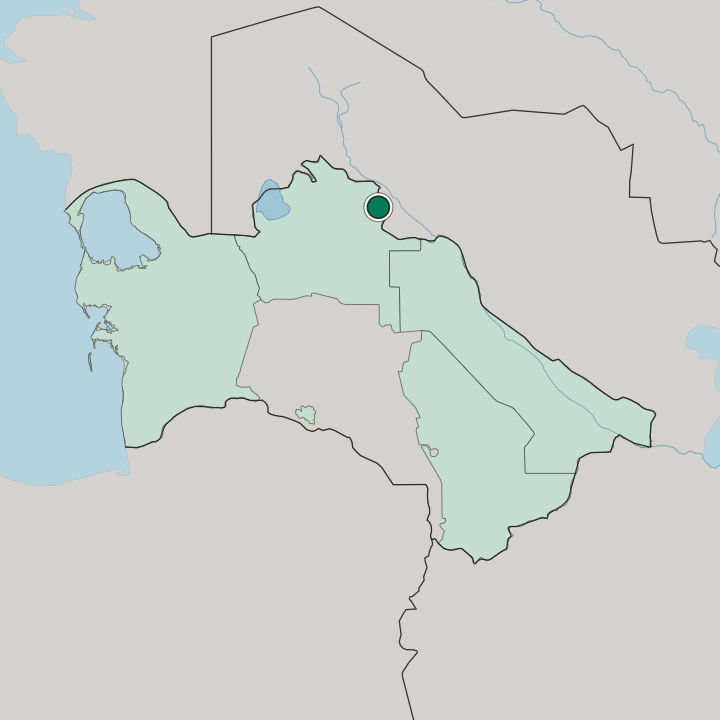 Map showing Daşoguz — In Turkmenistan