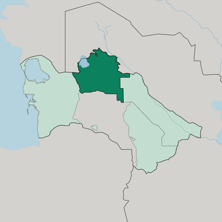 Map showing Daşoguz Welaýaty — In Turkmenistan