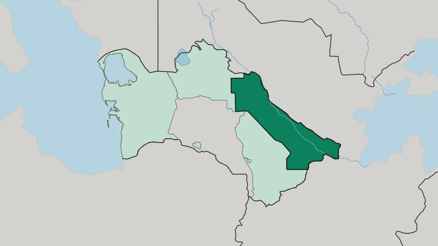 Map of Lebap in Turkmenistan