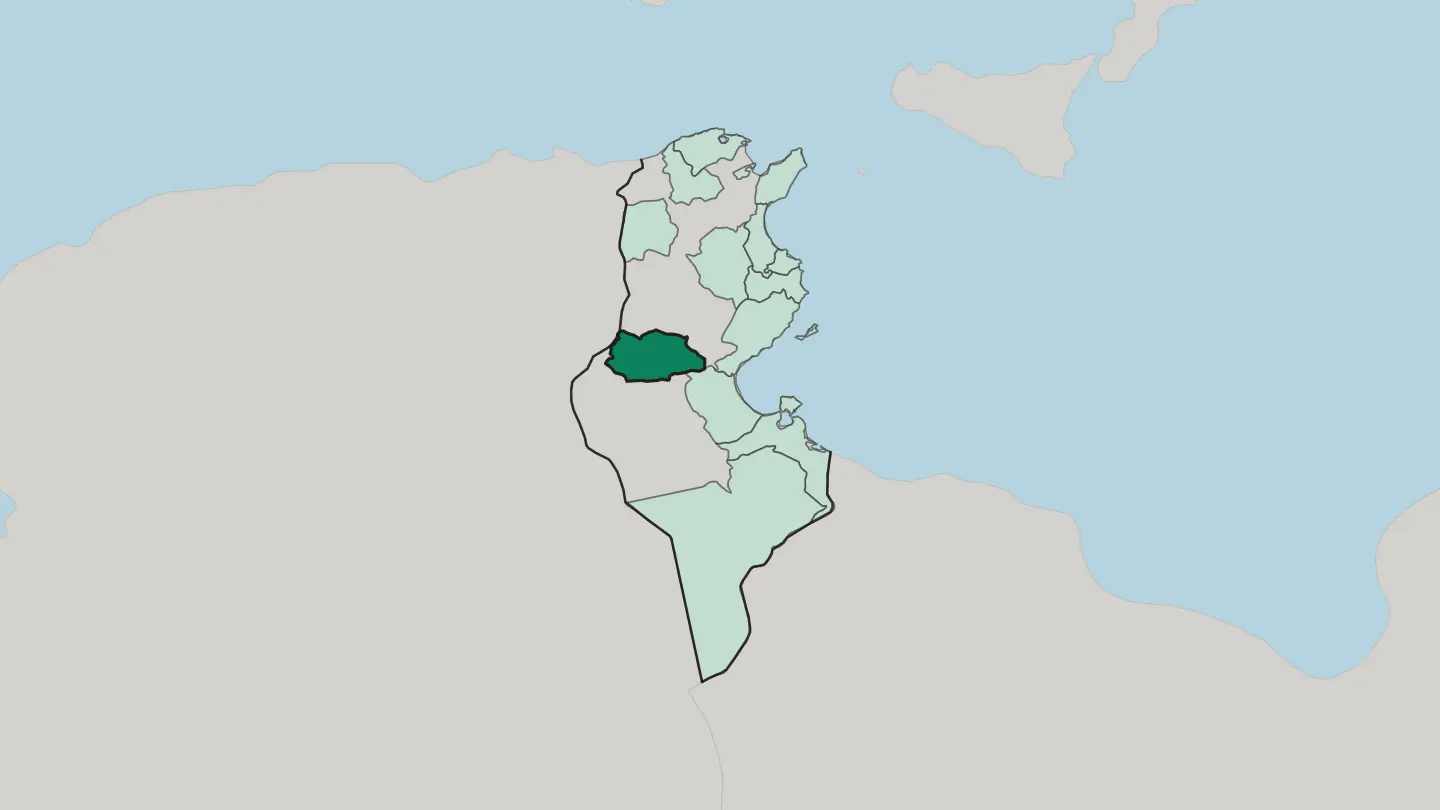 Map of Gafsa Governorate in Tunisia