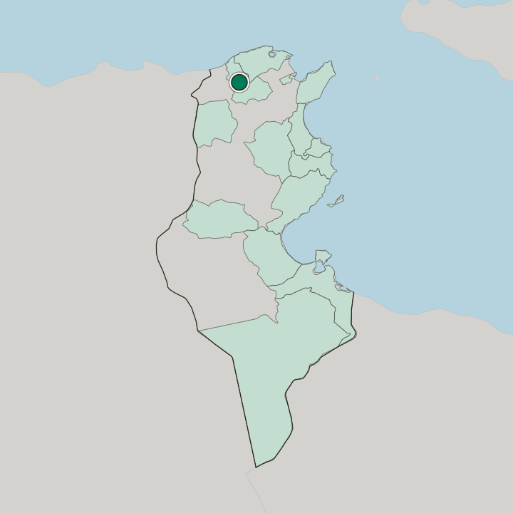 Map showing Béja — In Tunisia