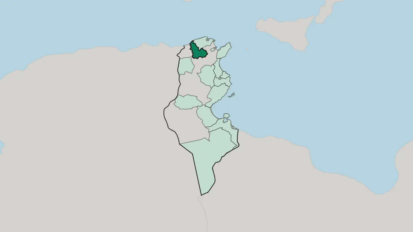 Map of Gouvernorat de Béja in Tunisia