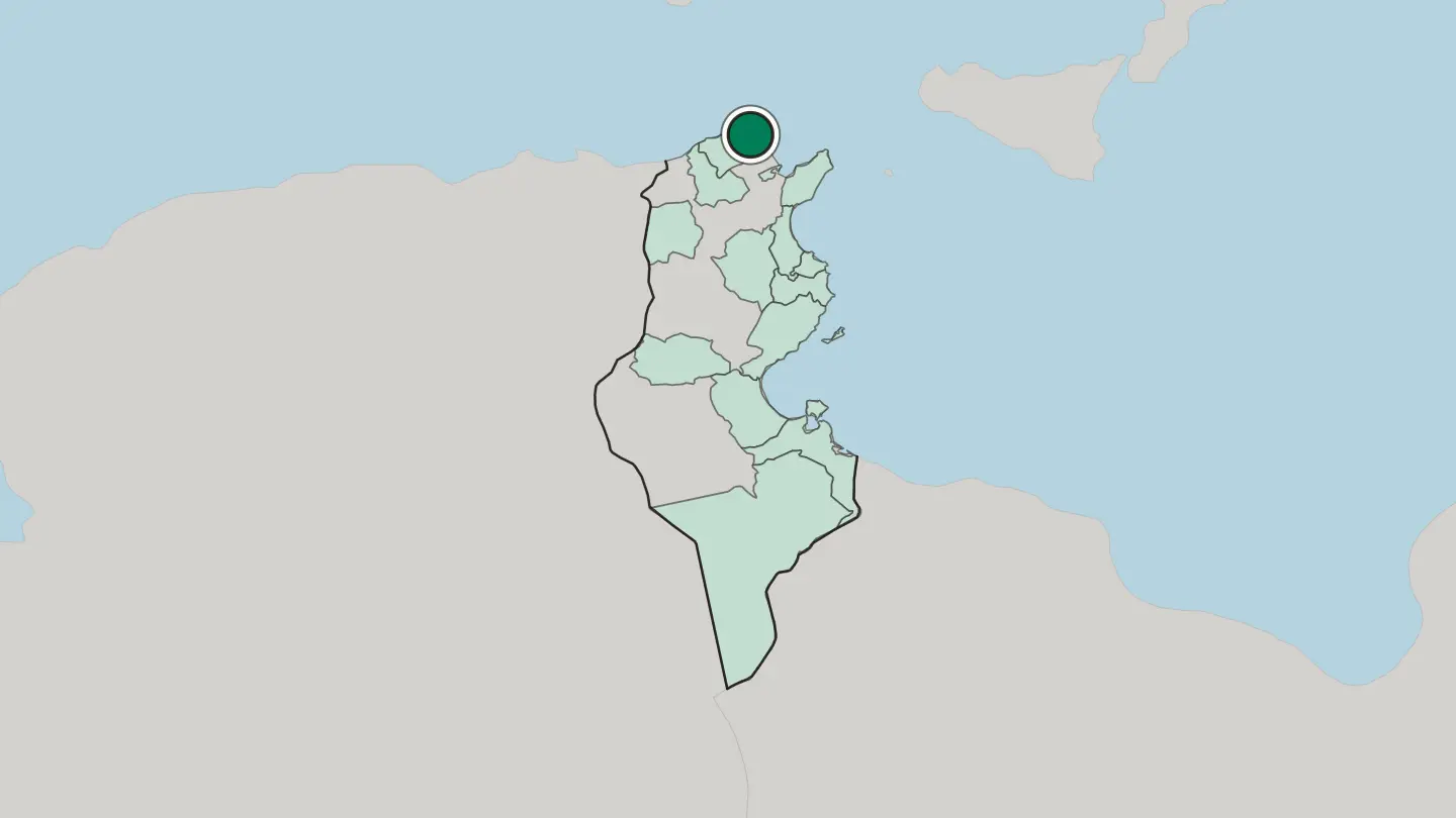Map of Bizerte in Tunisia