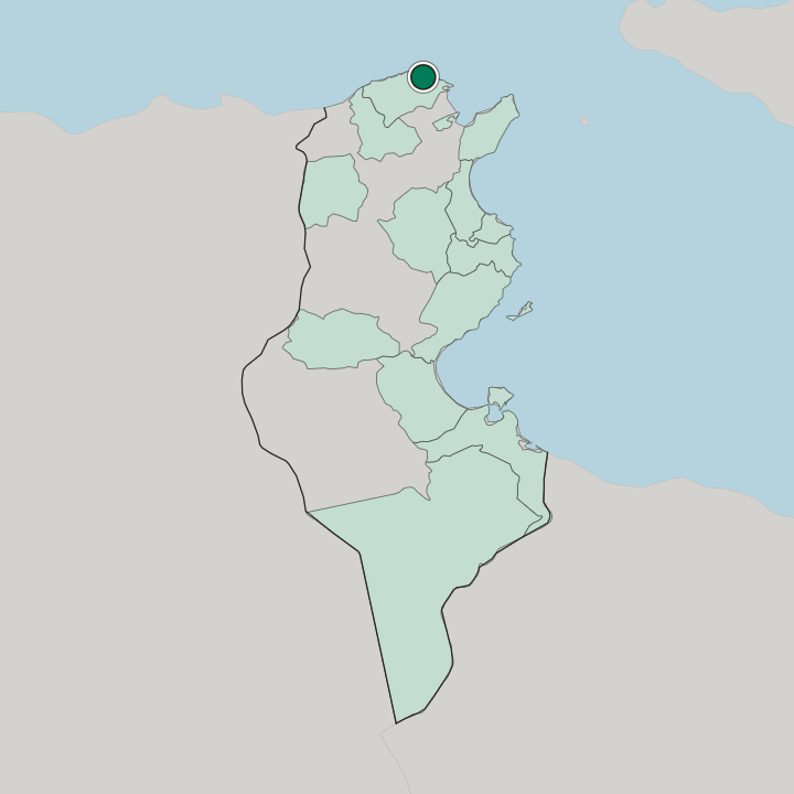 Map showing Bizerte — In Tunisia