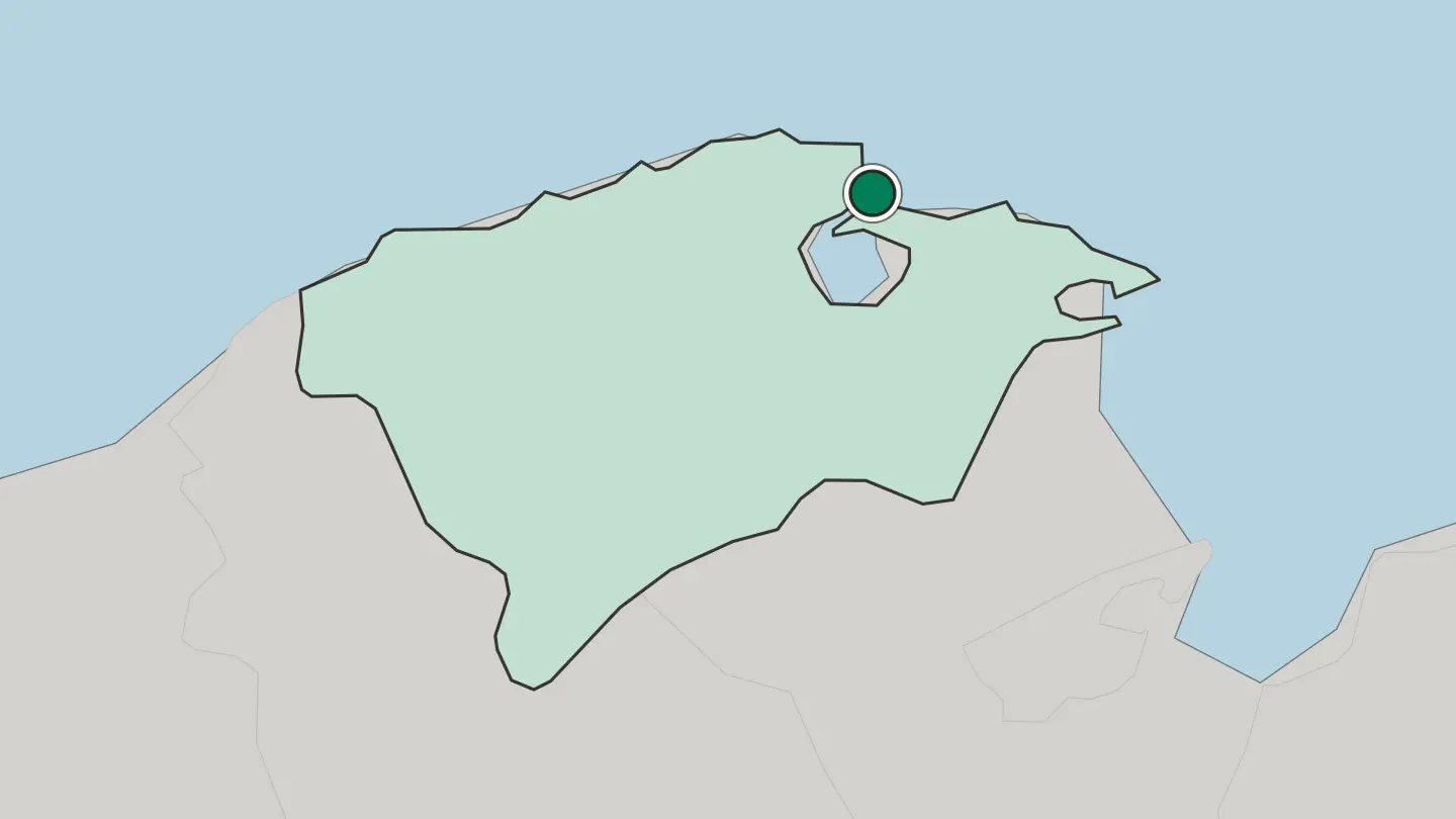 Map of Bizerte in Tunisia