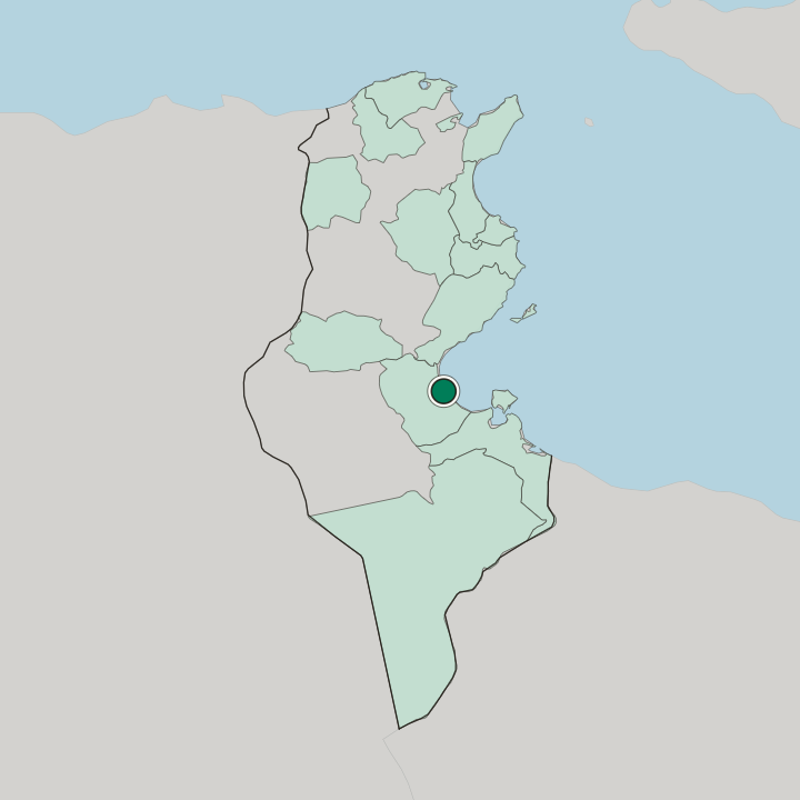 Map showing Gabès — In Tunisia