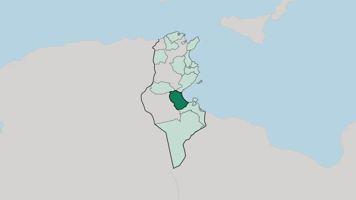 Map of Gouvernorat de Gabès in Tunisia