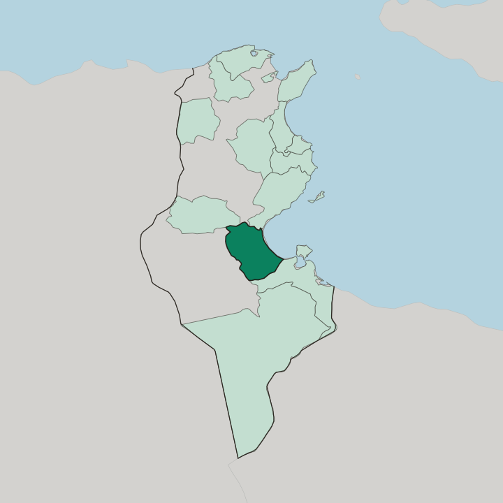 Map showing Gouvernorat de Gabès — In Tunisia
