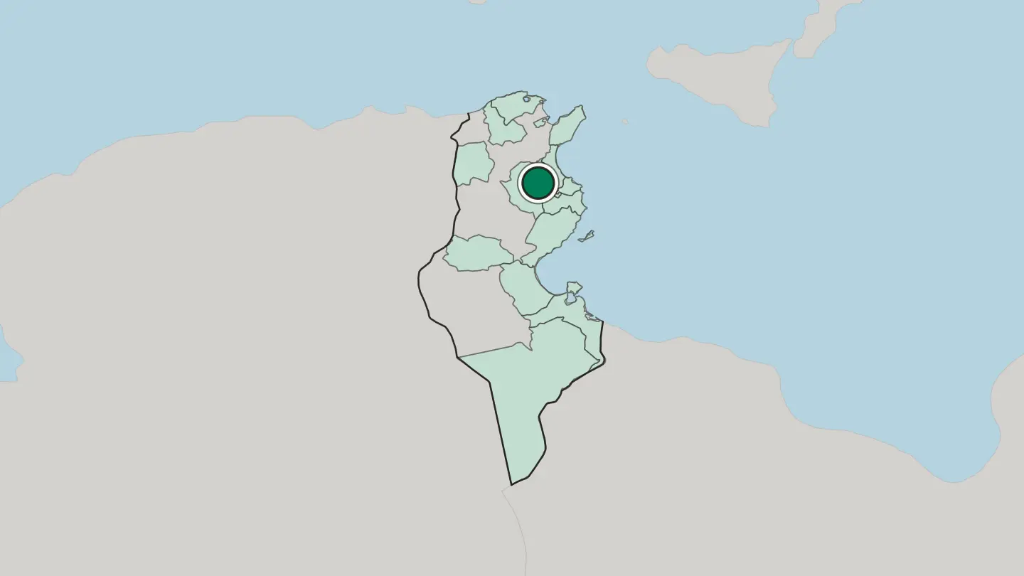 Map of Kairouan in Tunisia