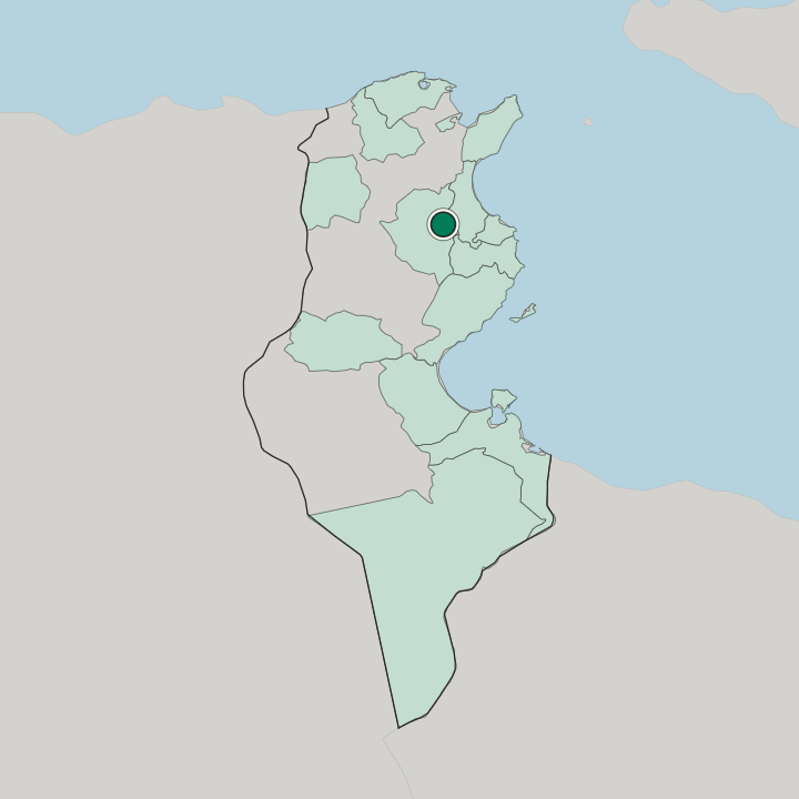 Map showing Kairouan — In Tunisia