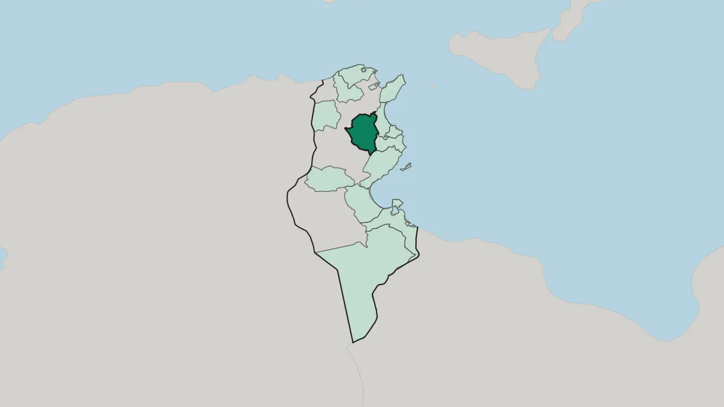 Map of Gouvernorat de Kairouan in Tunisia