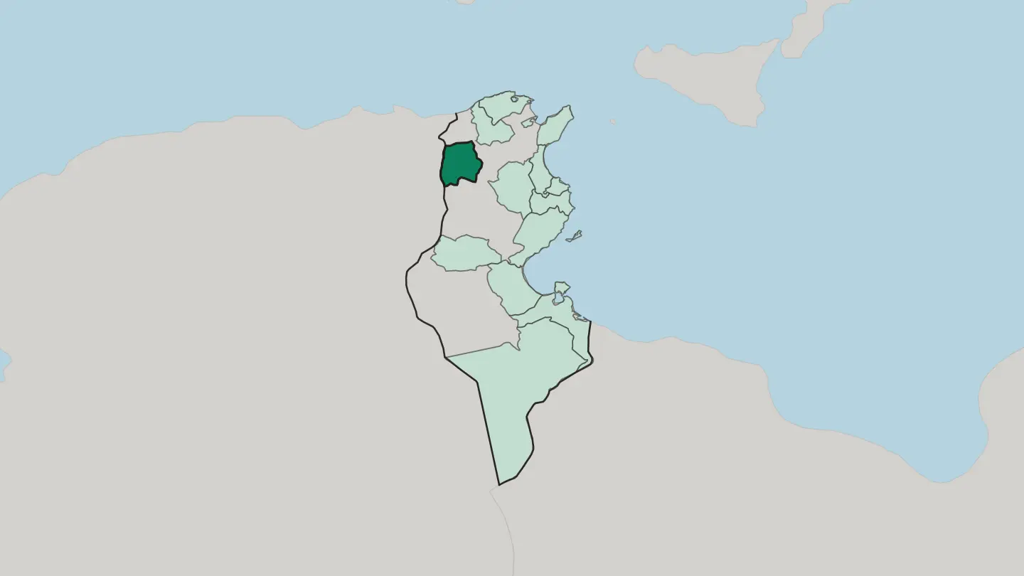 Map of Gouvernorat de Kef in Tunisia