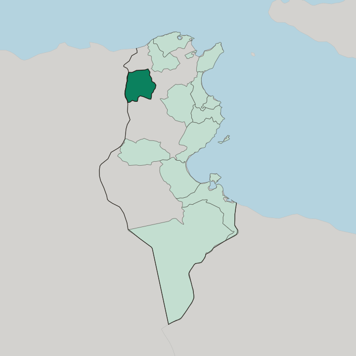 Map showing Gouvernorat de Kef — In Tunisia