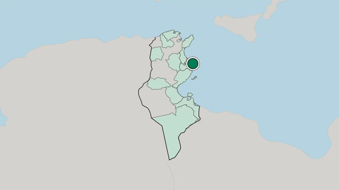 Map of Mahdia in Tunisia