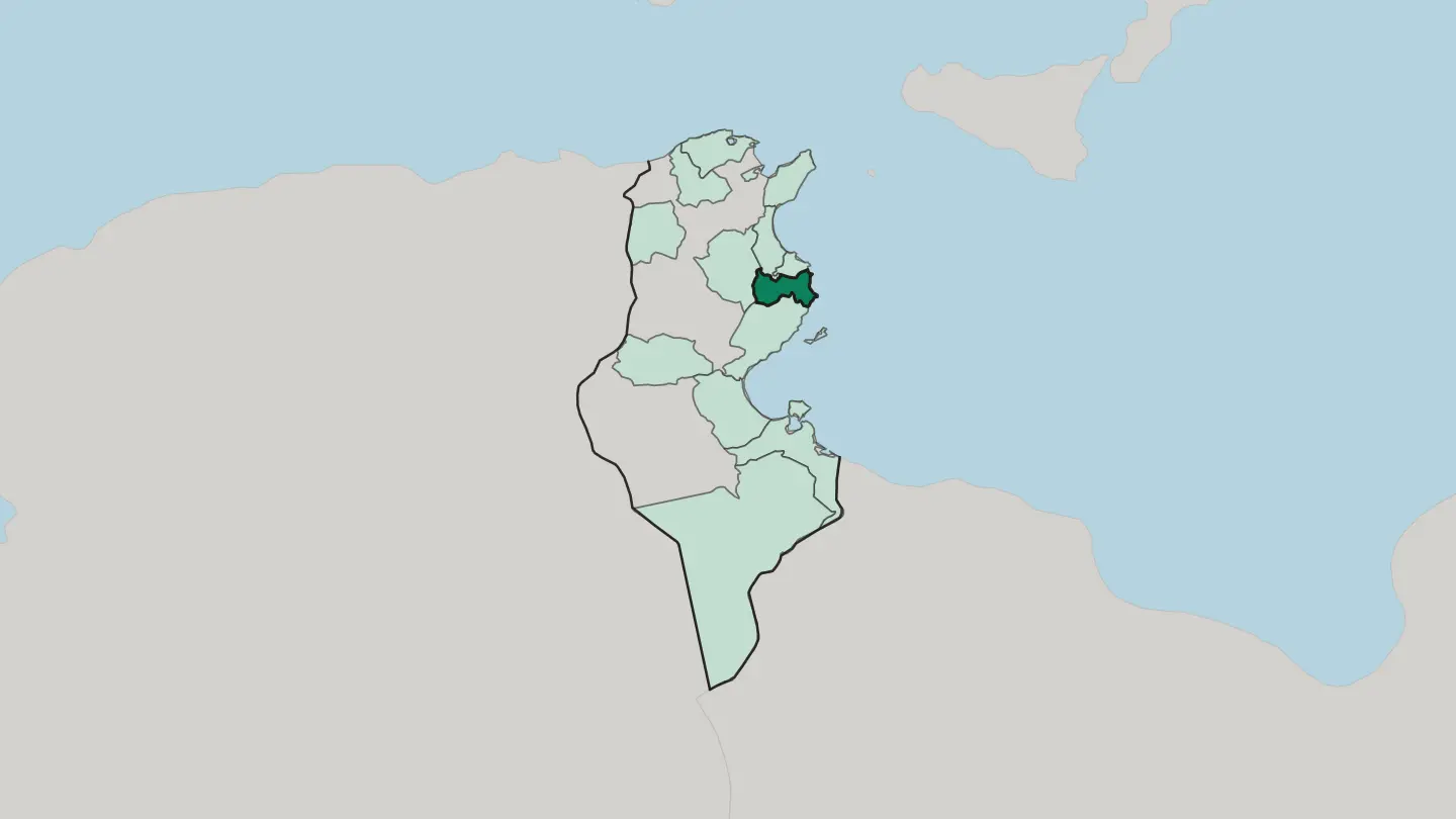 Map of Gouvernorat de Mahdia in Tunisia