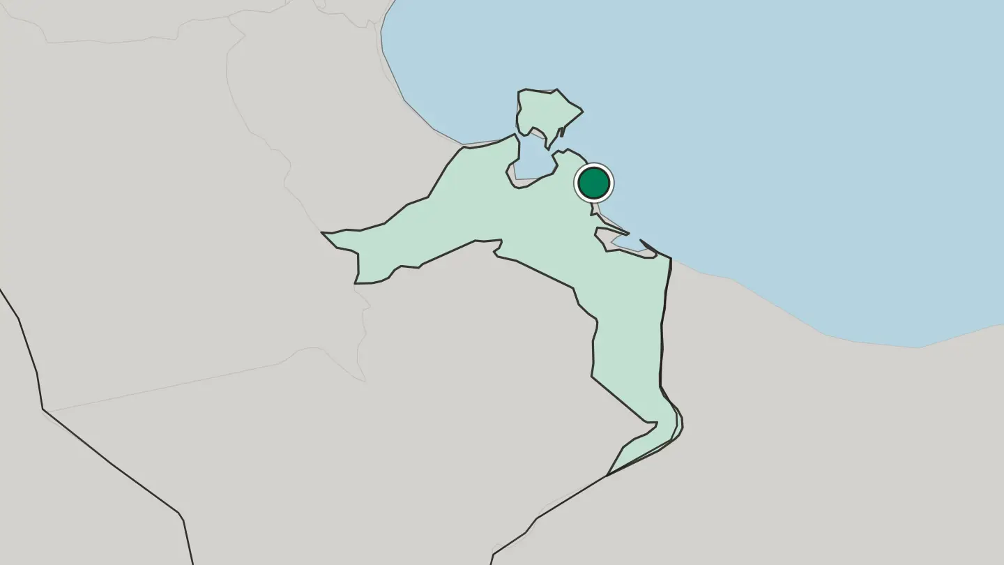 Map of Zarzis in Tunisia